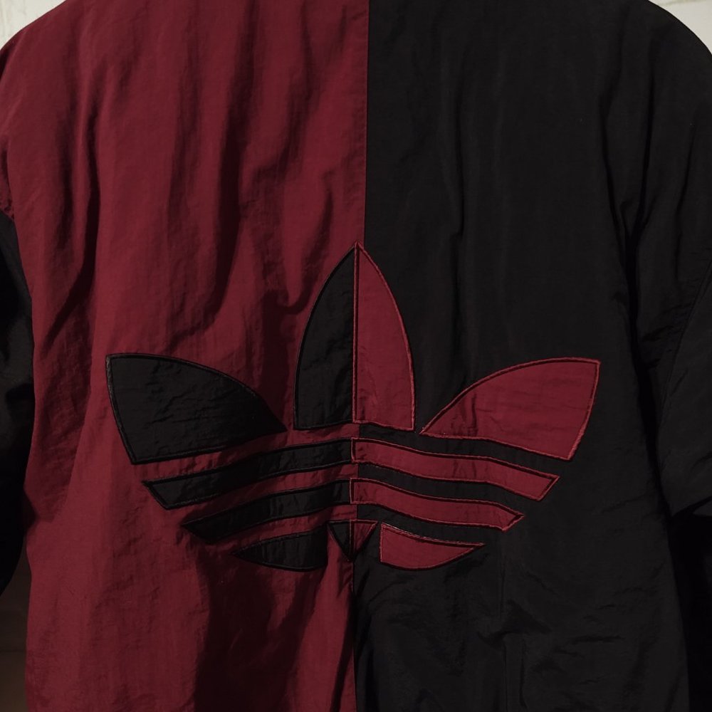 Vintage Adidas Mens Sz M Winter Jacket Trefoil Logo Maroon/Black Like New! - Picture 4 of 10